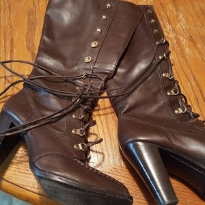 Michael Kors Lace Up Mid Calf Boots